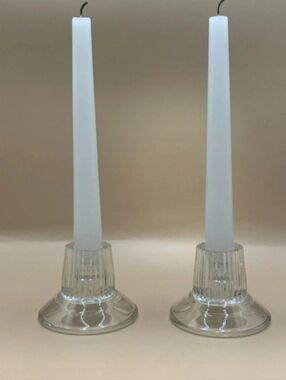 Set of Vintage Glass Reversible Candle Holders